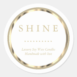 Metallic Gold and White Classic Round Sticker