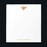 Metallic Gold Bee Personalized  Notepad<br><div class="desc">An elegant personalized metallic gold bee note pad.</div>