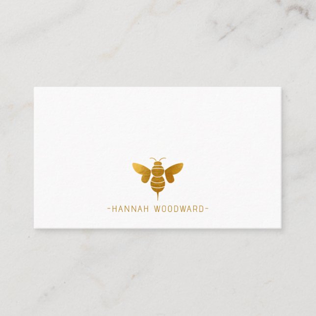 Metallic Gold Bee Personalized Profile Card (Front)