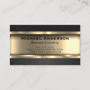 Metallic Gold   Black Carbon Fibre Business Card