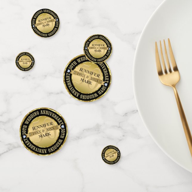 Metallic Gold & Black Circle Confetti (Group)