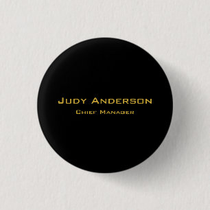 Metallic Gold & Black Professional Modern Elegant 1 Inch Round Button