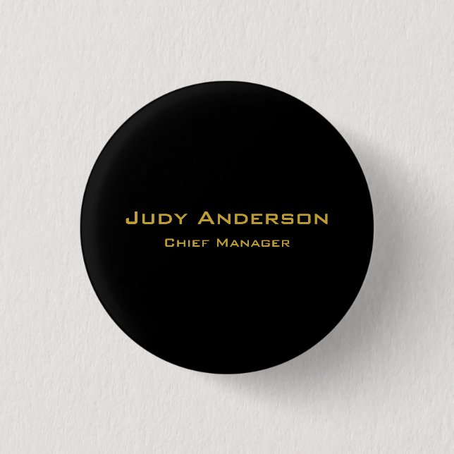Metallic Gold & Black Professional Modern Elegant 1 Inch Round Button (Front)