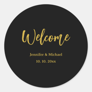 Metallic Gold & Black Professional Modern Elegant Classic Round Sticker