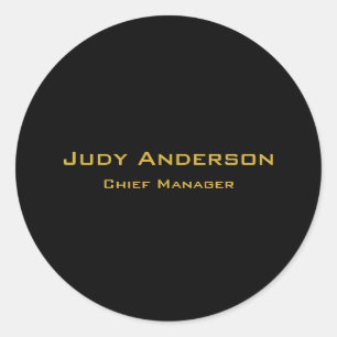 Metallic Gold & Black Professional Modern Elegant Classic Round Sticker