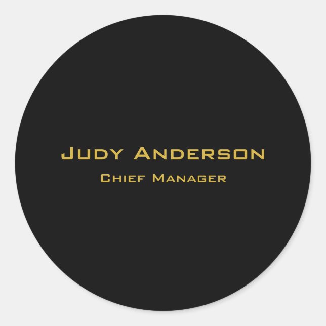 Metallic Gold & Black Professional Modern Elegant Classic Round Sticker (Front)