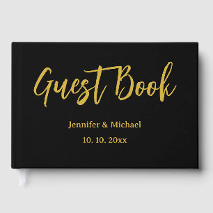 Metallic Gold & Black Professional Modern Elegant Guest Book