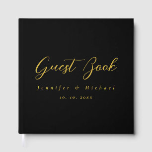 Metallic Gold & Black Professional Modern Elegant Guest Book