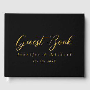 Metallic Gold & Black Professional Modern Elegant Guest Book