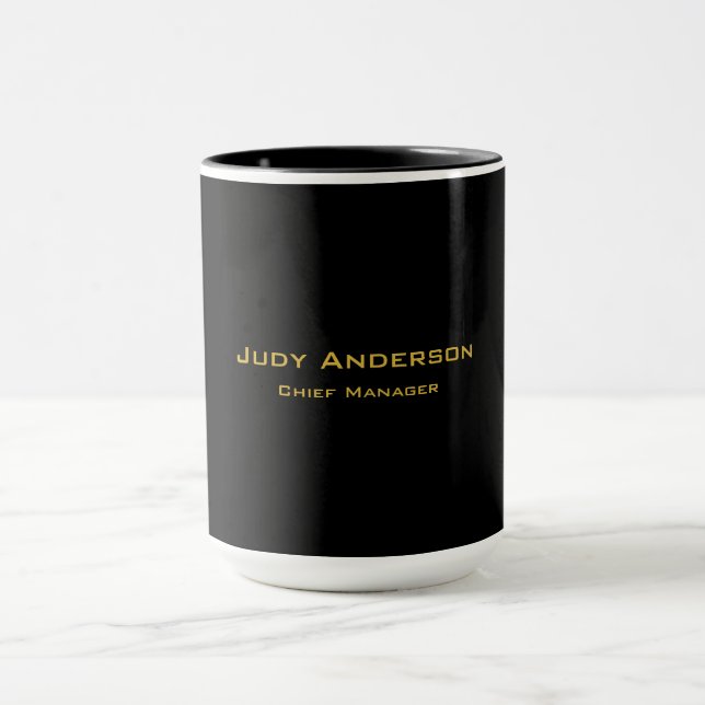 Metallic Gold & Black Professional Modern Elegant Mug (Center)