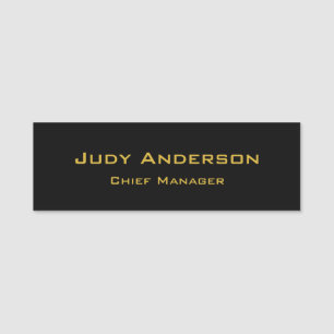Metallic Gold & Black Professional Modern Elegant Name Tag