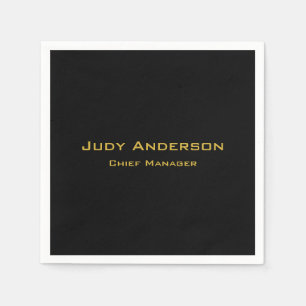 Metallic Gold & Black Professional Modern Elegant Napkin
