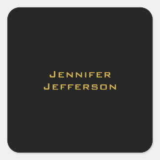 Metallic Gold & Black Professional Modern Elegant Square Sticker