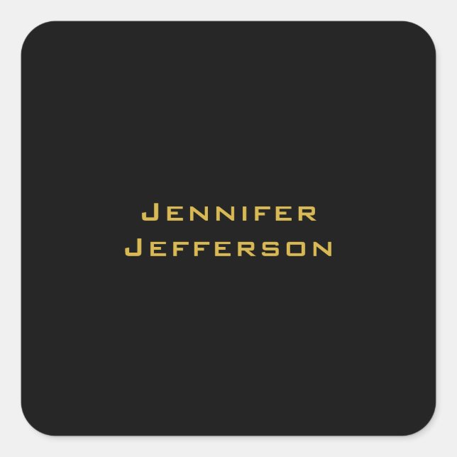 Metallic Gold & Black Professional Modern Elegant Square Sticker (Front)