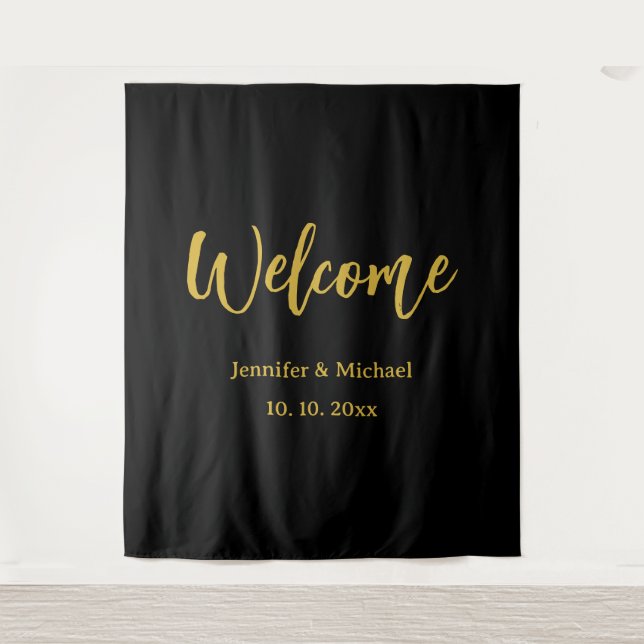 Metallic Gold & Black Professional Modern Elegant Tapestry (Front)