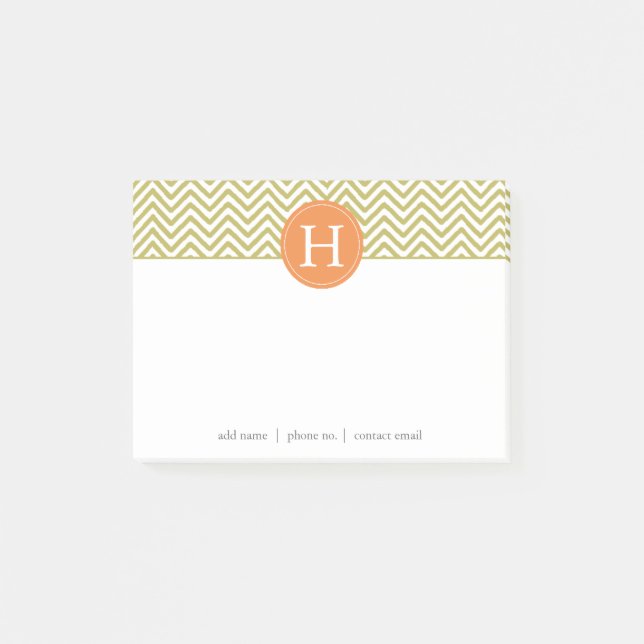 Metallic Gold Chevron Monogram Post-it Notes (Front)