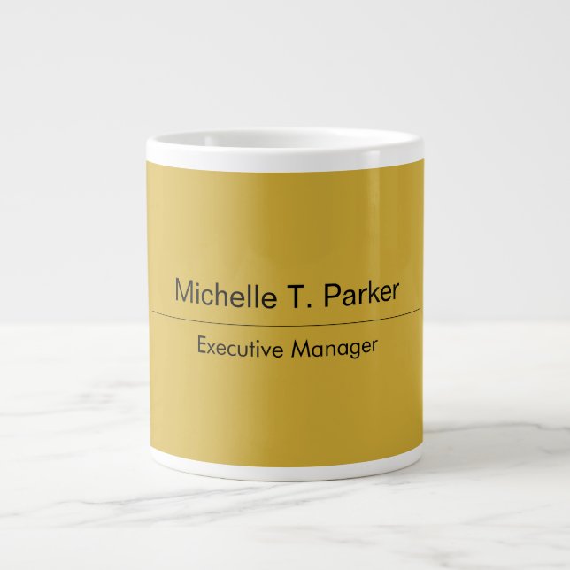Metallic gold colour elegant plain minimalist large coffee mug (Front)