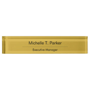 Metallic gold colour elegant plain minimalist nameplate