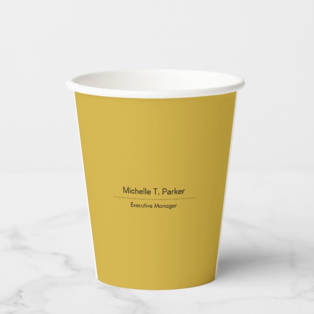 Metallic gold colour elegant plain minimalist paper cups (Front)