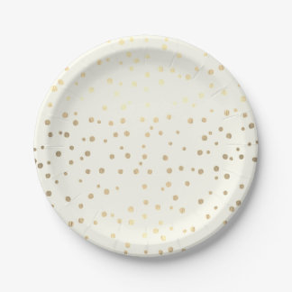 Metallic gold confetti paper plate 7"