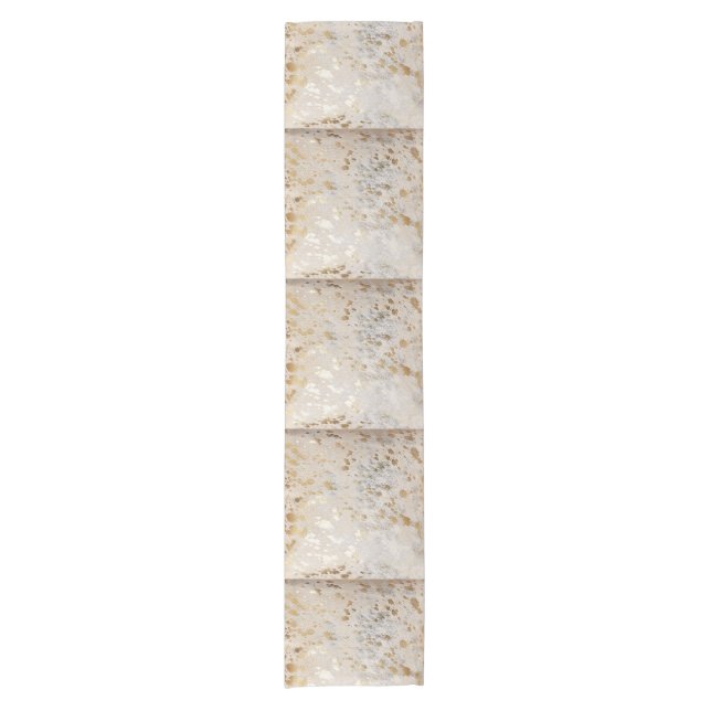 Metallic Gold Cowhide Print Short Table Runner (Front)