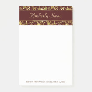 Metallic Gold Damask Post-it Notes
