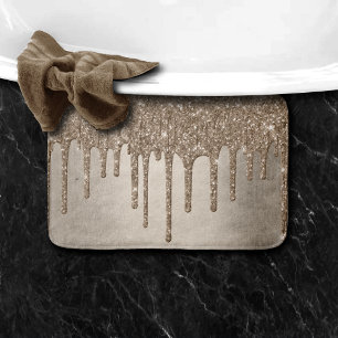 Metallic Gold Drip   Elegant Champagne Icing Pour Bath Mat