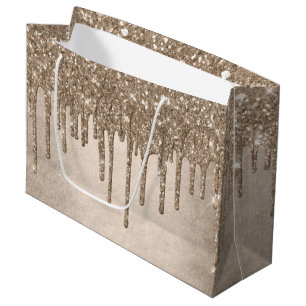 Metallic Gold Drip   Elegant Champagne Icing Pour Large Gift Bag