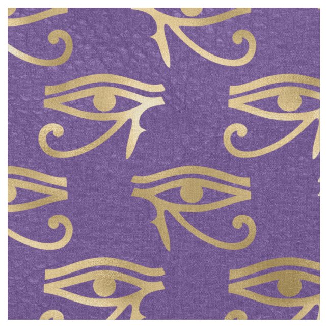 Metallic Gold Egyptian Eye on Purple Fabric (Close Up)