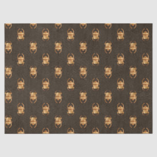 Metallic Gold Egyptian Scarab Beetles on Brown Tissue Paper