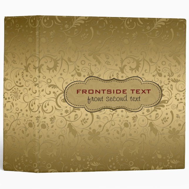 Metallic Gold Floral Fabric Pattern Binder (Front/Spine)