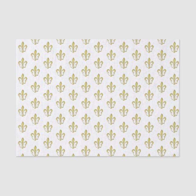 Metallic Gold French Fleur de Lis Tissue Paper (Front)