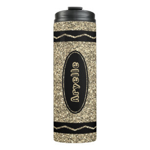 Metallic Gold Glitter Crayon Custom Name Tumbler