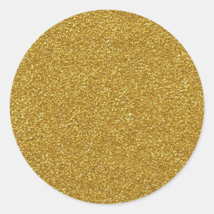 Metallic gold glitter texture classic round sticker
