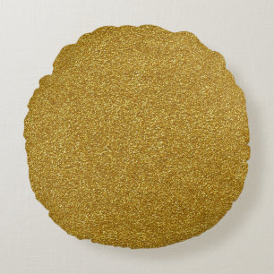 Metallic gold glitter texture round pillow