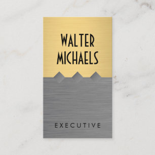 Metallic Gold Grey Colour Block Business Card