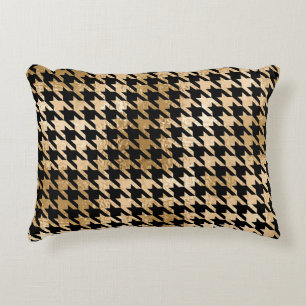Metallic gold hounds tooth, fashion pattern. accent pillow