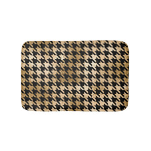 Metallic gold hounds tooth, fashion pattern. bath mat