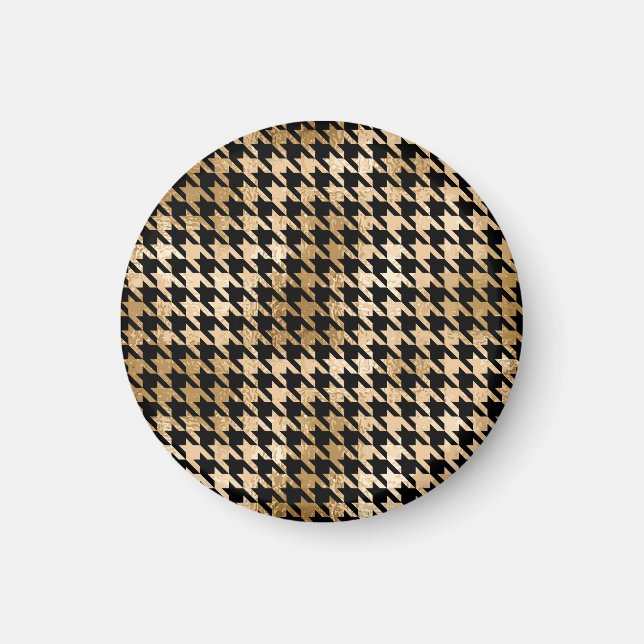 Metallic gold hounds tooth, fashion pattern. magnet (Front)