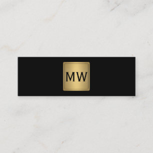 Metallic Gold Label Monogram Black Mini Business Card