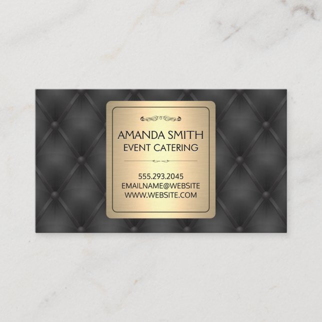 Metallic Gold | Leather Upholstery Background Business Card (Front)