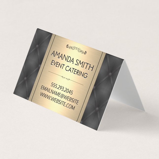 Metallic Gold | Leather Upholstery Background Business Card (Front)