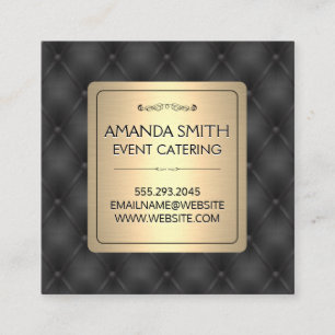 Metallic Gold   Leather Upholstery Background Square Business Card
