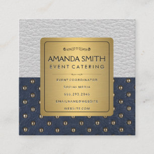 Metallic Gold   Leather Upholstery Background Square Business Card