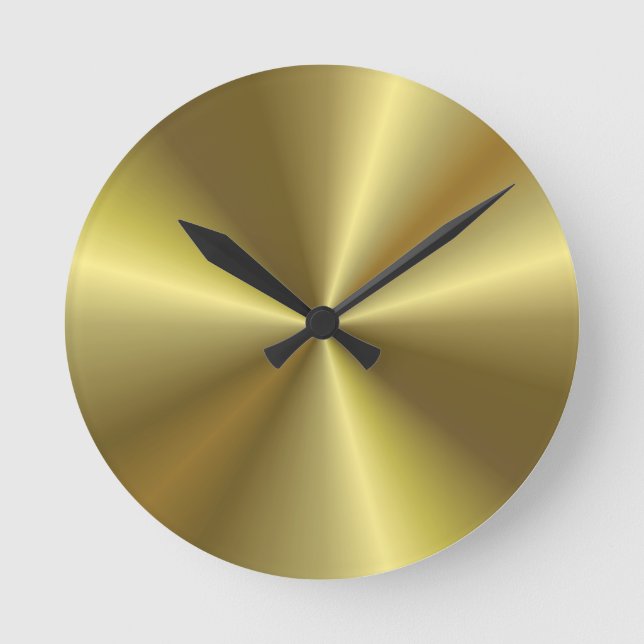 Metallic Gold Look Background Template Modern Round Clock (Front)