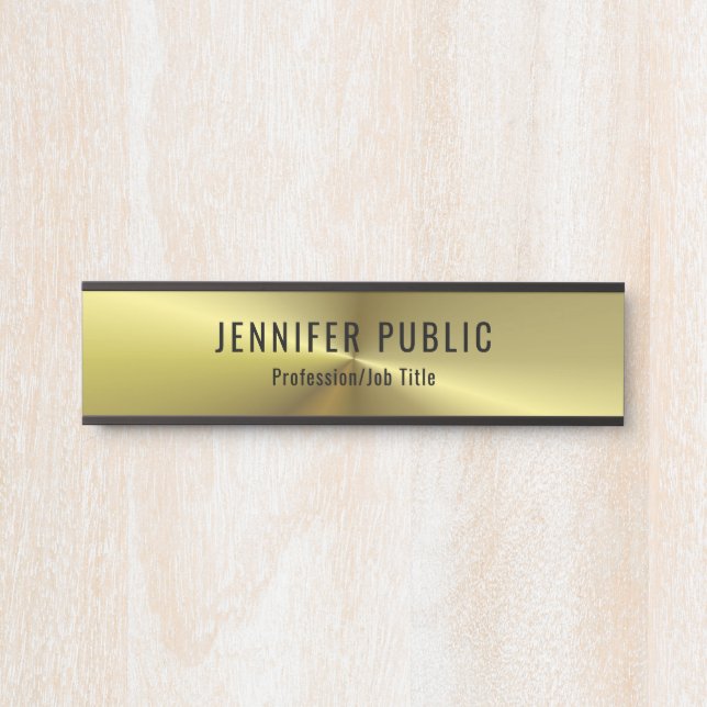 Metallic Gold Look Glamour Trendy Template Door Sign (Front)