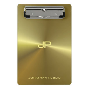 Metallic Gold Look Modern Elegant Monogrammed Mini Clipboard