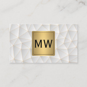Metallic Gold Monogram Geometric Triangles Business Card