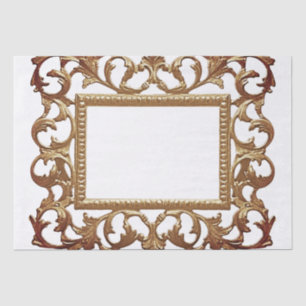 Metallic Gold Ornate Acanthus Leaf Vintage Frame Tissue Paper