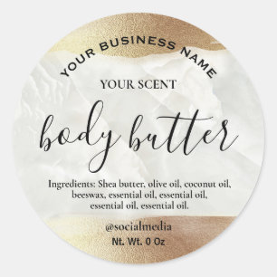 Metallic Gold Paint On Marble Body Butter Labels